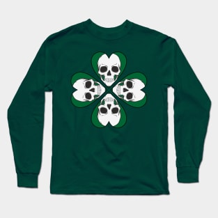 Skull four leaf heart clover birthday gift shirt 1 Long Sleeve T-Shirt